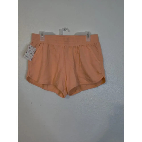 Free People Orange Short Athletic Activewear 100% Cotton Size L - Picture 2 of 4